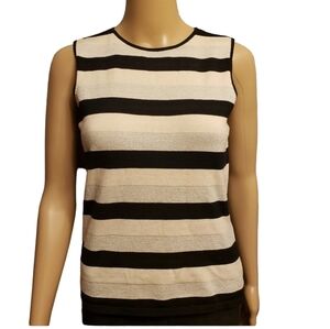 Casual Corner Silk Striped Sweater Vest Size M